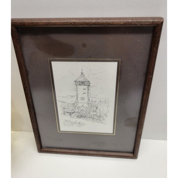 Drawing Reutlingen Tubinger Tor E/Laun Framed 8x10" - Picture 2 of 9